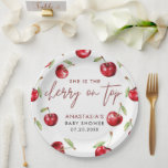 Sweet Cherry Baby Dusche Pappteller<br><div class="desc">Sweet Cherry Baby Shower Paper Teller. Matching-Elemente verfügbar.</div>