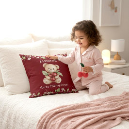 Sweet Cherry Bear Name Pillow Kissen