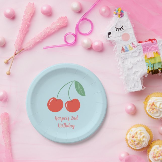 Sweet Cherry Birthday Themenpapier Platte Pappteller (Party)