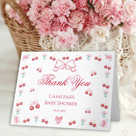Sweet Cherry Blush Blossom Babydusche Vielen Dank Dankeskarte