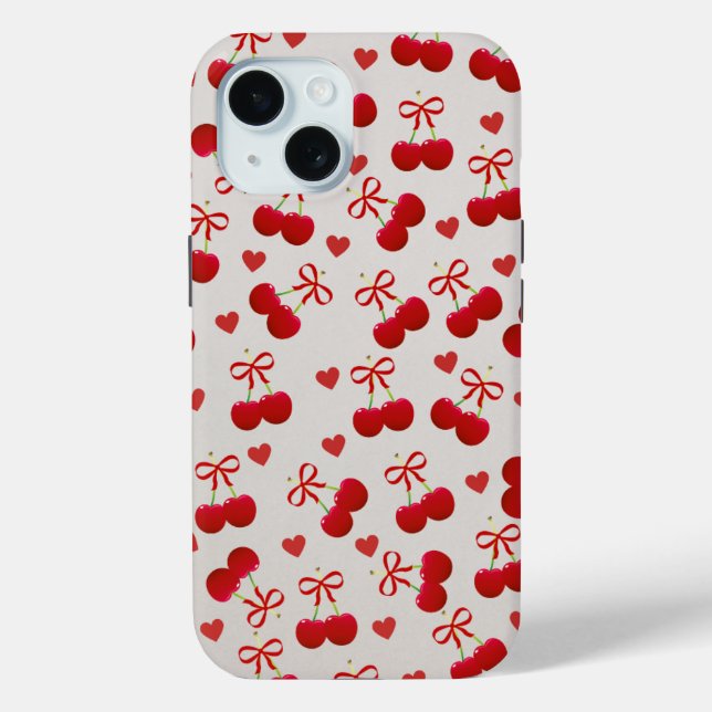 Sweet Cherry Bow iPhone 15 Case 🍒 (Rückseite)