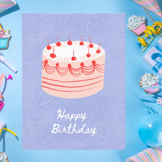 Sweet Cherry Cake Birthday Postkarte (Von Creator hochgeladen)