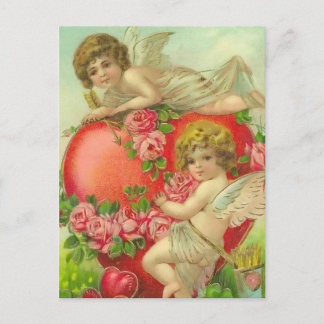 Sweet Cherubs und Herz Postkarte (Vorderseite)