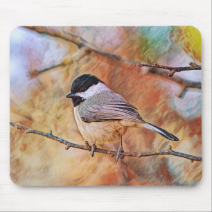 Sweet Chickadee Bird in Wild Mouse Pad Mousepad