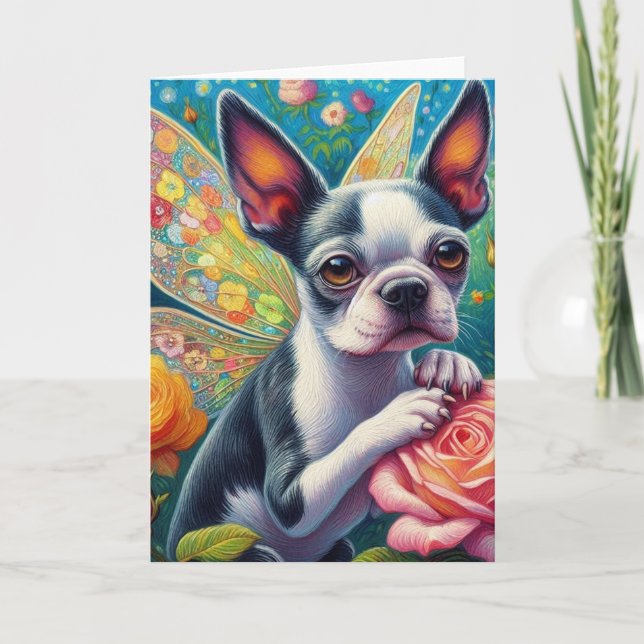 Sweet Chien Fairy Roses Toutes les Occasions Carte (Devant)