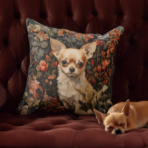 Sweet Chihuahua in einem William Morris Style Gard Kissen
