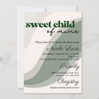 Sweet Child of Mine Green Baby Shower Einladung