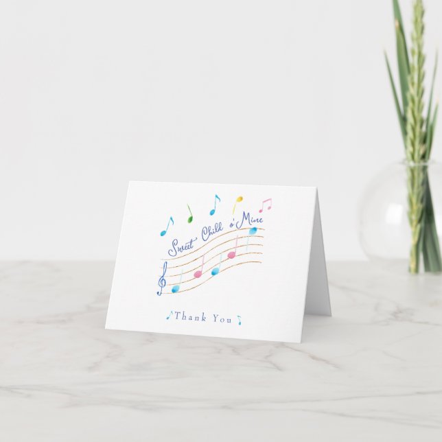Sweet Child of Mine Musical Baby Shower Dankeskarte (Vorderseite)