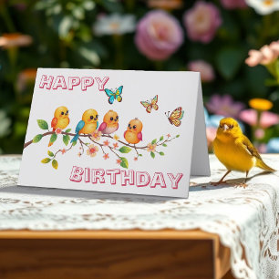 Sweet Chirpy Birds & Butterfells Geburtstag Karte