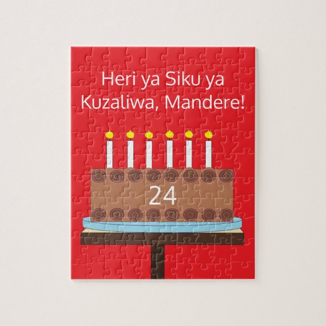 Sweet, Chocolate Birthday Cake - Swahili: Red (Vertikal)