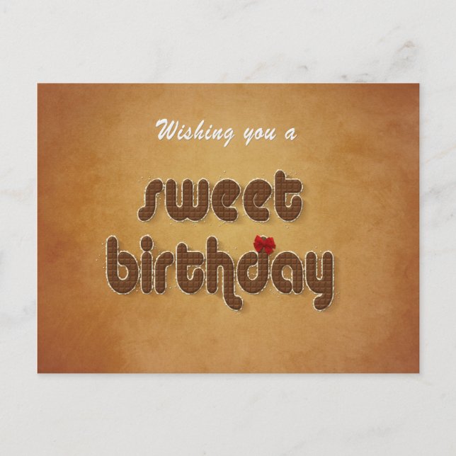 Sweet Chocolate Birthday Wish - Postcard Postkarte (Vorderseite)