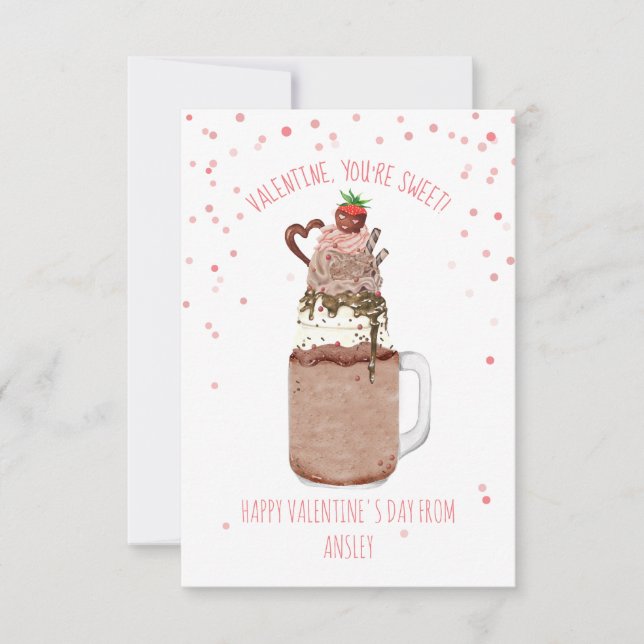 Sweet Chocolate Milkshake Classroom Valentine Karte (Vorderseite)