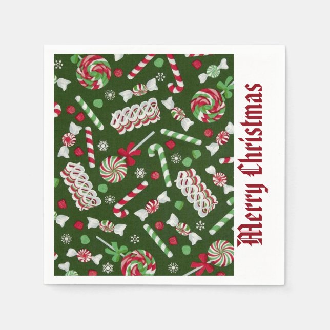 Sweet Christmas Candy Pattern Napkins Serviette (Vorderseite)