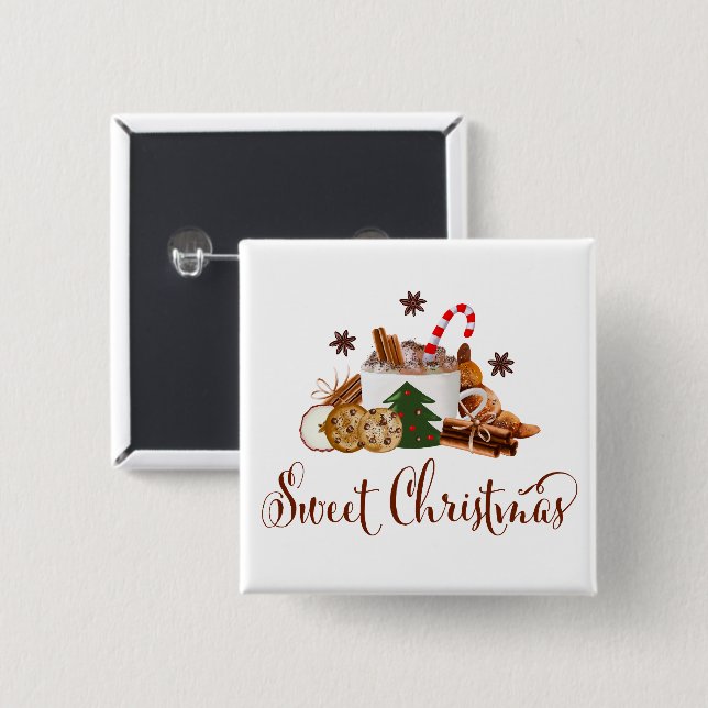 Sweet Christmas Frappuccino Cookie Cinnamon Kunst Button (Vorne & Hinten)