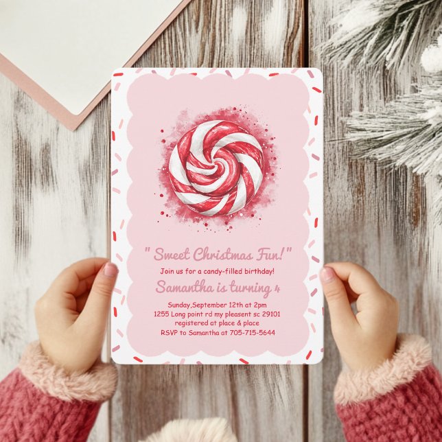Sweet Christmas Fun Peppermint Candy  Einladung (Von Creator hochgeladen)