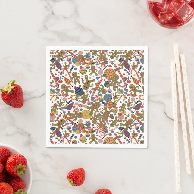 Sweet Christmas Gingerbread Man Candy Cane Delight Serviette (Beispiel)