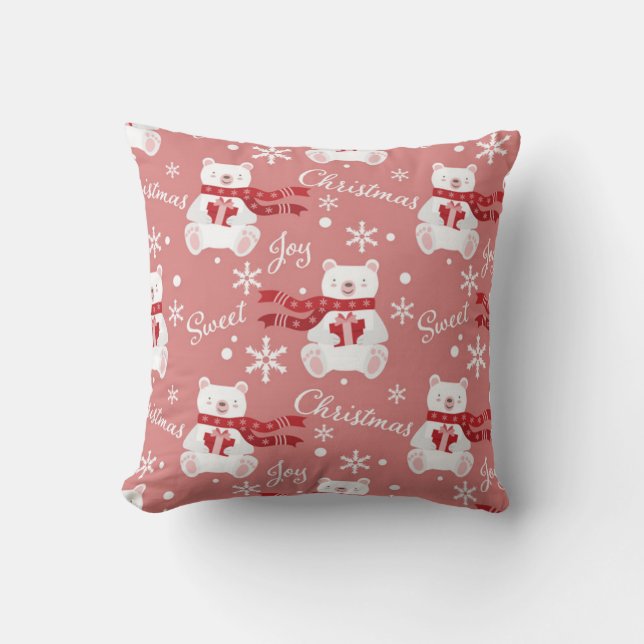 Sweet Christmas Joy Bear Kissen (Vorderseite)