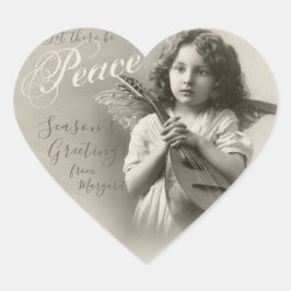 Sweet Christmas Peace Engel CC1072 Antikes Foto Herz-Aufkleber