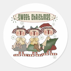 Sweet Christmas Rag Dolls Holiday Runder Aufkleber