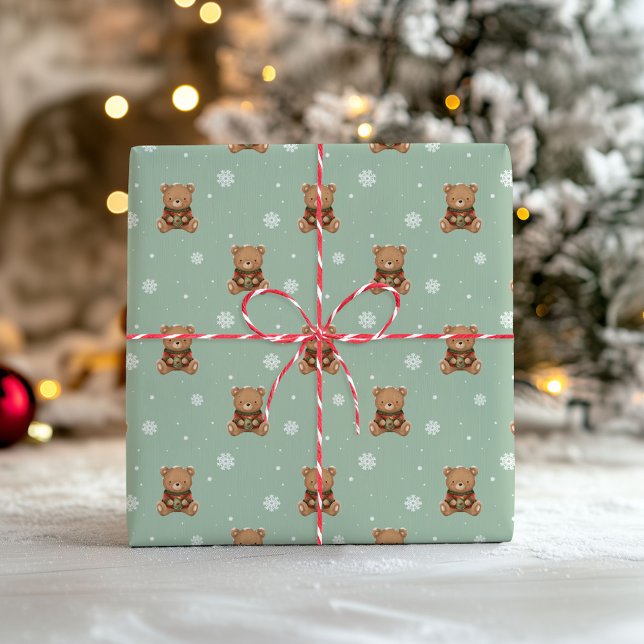 Sweet Christmas Teddy Bear Wrapping Paper Geschenkpapier (Von Creator hochgeladen)