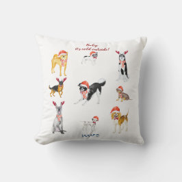 Sweet Christmas Weihnachtsmannmütze Hunde Monogram Kissen