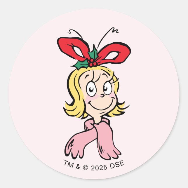 Sweet Cindy Lou Who Portrait Runder Aufkleber (Vorderseite)