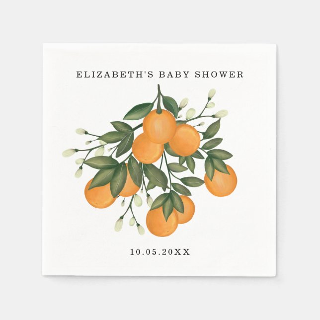 Sweet Citrus Botanical Orange Greenery Dusche Serviette (Vorderseite)