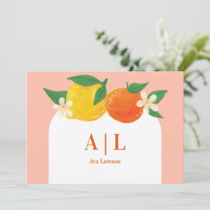 Sweet Citrus Flat Mit Monogramm Danke Karte