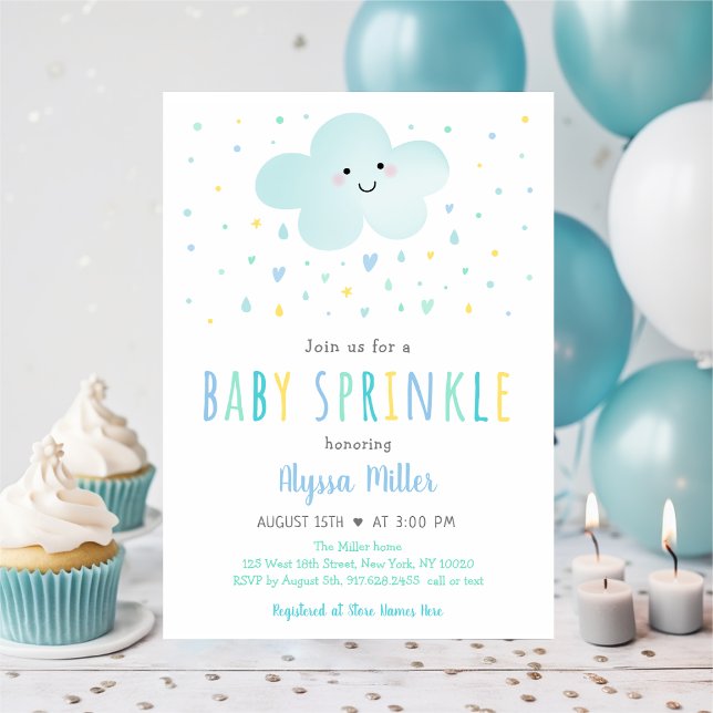 Sweet Cloud Blue Baby Sprinkle Einladung (Von Creator hochgeladen)