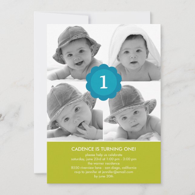 Sweet Collage Foto Geburtstag Einladung (Vorderseite)