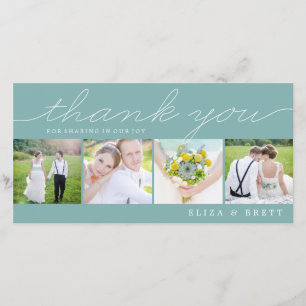 Sweet Collage Wedding Danke Cards - Aqua