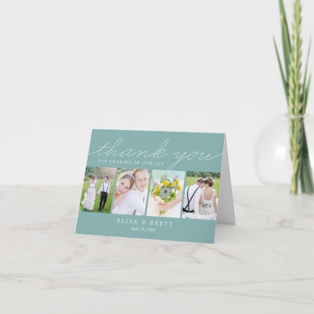 Sweet Collage Wedding Dankeschön Card - Aqua Dankeskarte (Vorderseite)
