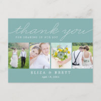 Sweet Collage Wedding Dankeschön Card - Aqua