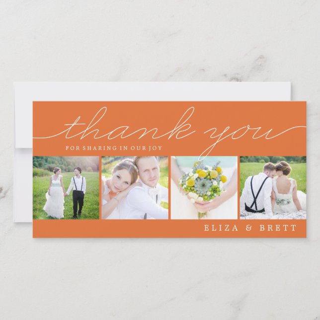 Sweet Collage Wedding Dankeschön Karten - Orange (Vorderseite)