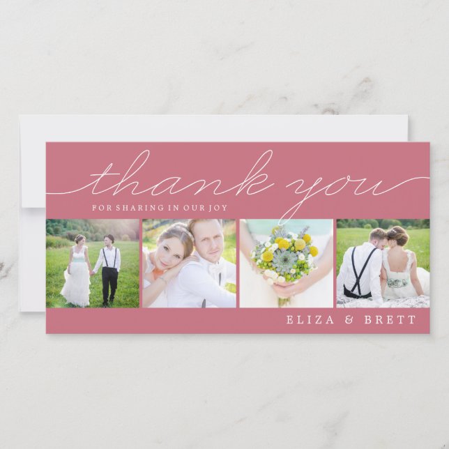 Sweet Collage Wedding Dankeschön Karten - Pink (Vorderseite)