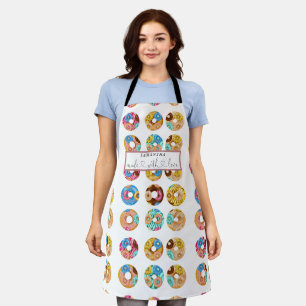 Sweet Colorful Donuts Calligrafy Monogram Schürze