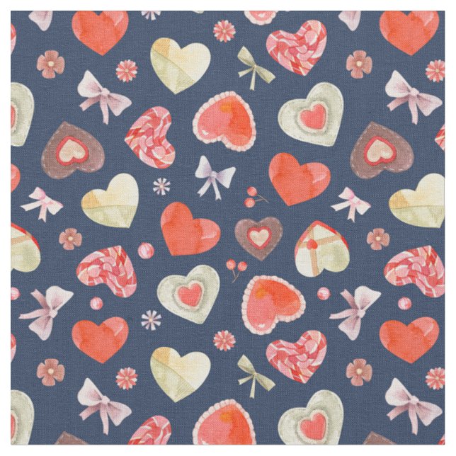Sweet Colorful Hearts Stoff (Nahaufnahme)
