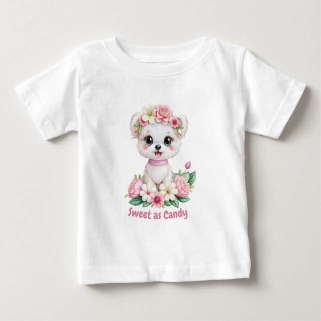 Sweet comme Candy mignonne T-shirt chiot (Devant)