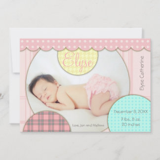 Sweet Contemporary Circles Baby Girl Ankündigung