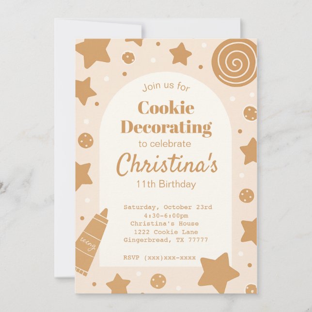 Sweet Cookie Decorating Birthday Invitation (Devant)
