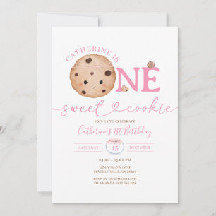 Sweet Cookie Girl First Birthday Pink Gingham Jar Einladung