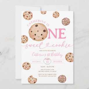 Sweet Cookie Girl First Birthday Pink Gingham Jar Einladung