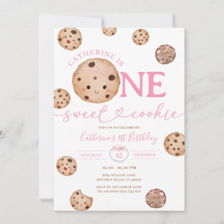 Sweet Cookie Girl First Birthday Pink Gingham Jar Einladung