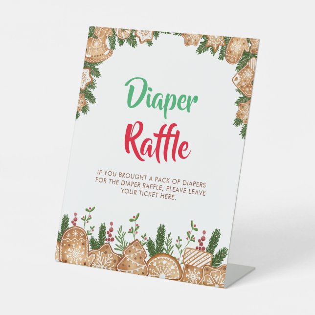 Sweet Cookie Weihnachts Windeln Raffle Baby Dusche Sockelschild (Vorderseite)