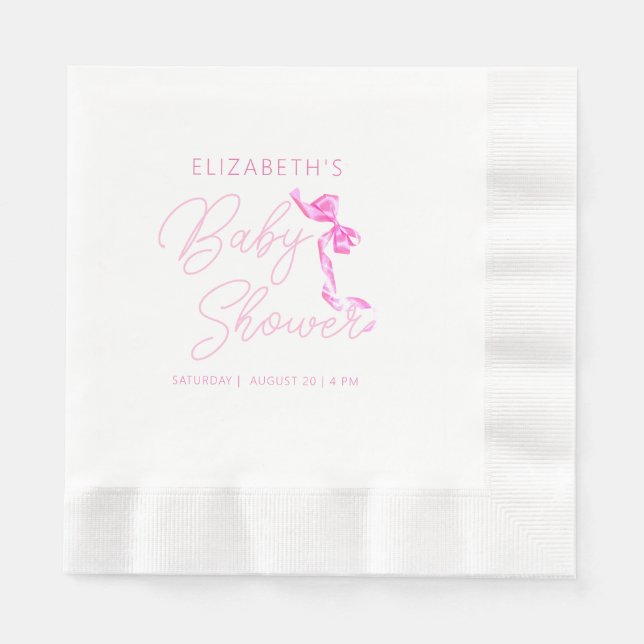 Sweet Coquette Pink Bow Krawatte Elegant Babydusch Serviette (Vorderseite)