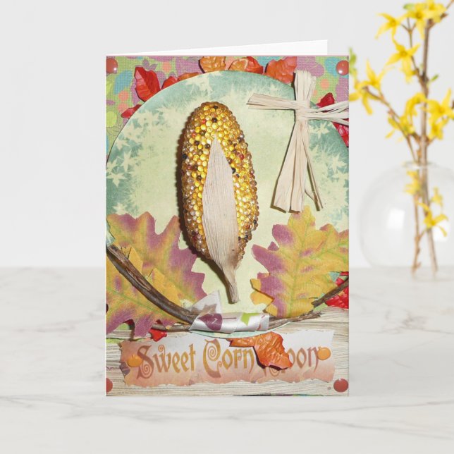 SWEET Corn Moon FAIRY Grußkarte August w/ENVLL Karte (Gelbe Blume)