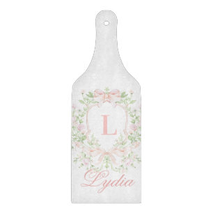 Sweet Crest mit rosa Schleifen Monogramm Schneidebrett