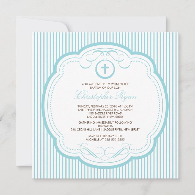 Sweet Cross Baby Girl oder Boy Baptisse Inlusion Einladung (Vorderseite)