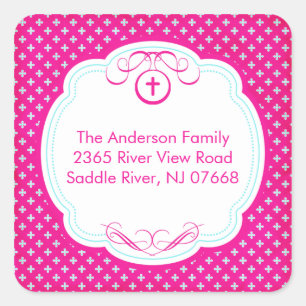 Sweet Cross in Frame Address Aufkleber Taufe