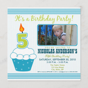 Sweet Cupcake 5e anniversaire Invitation Aqua